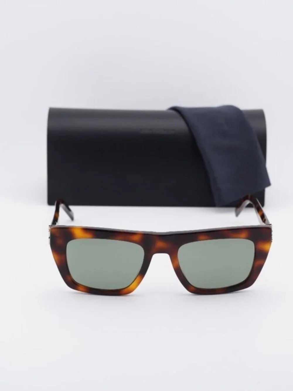 Saint Laurent SLM131 003 Rectangle Unisex Sunglasses - Havana / Green